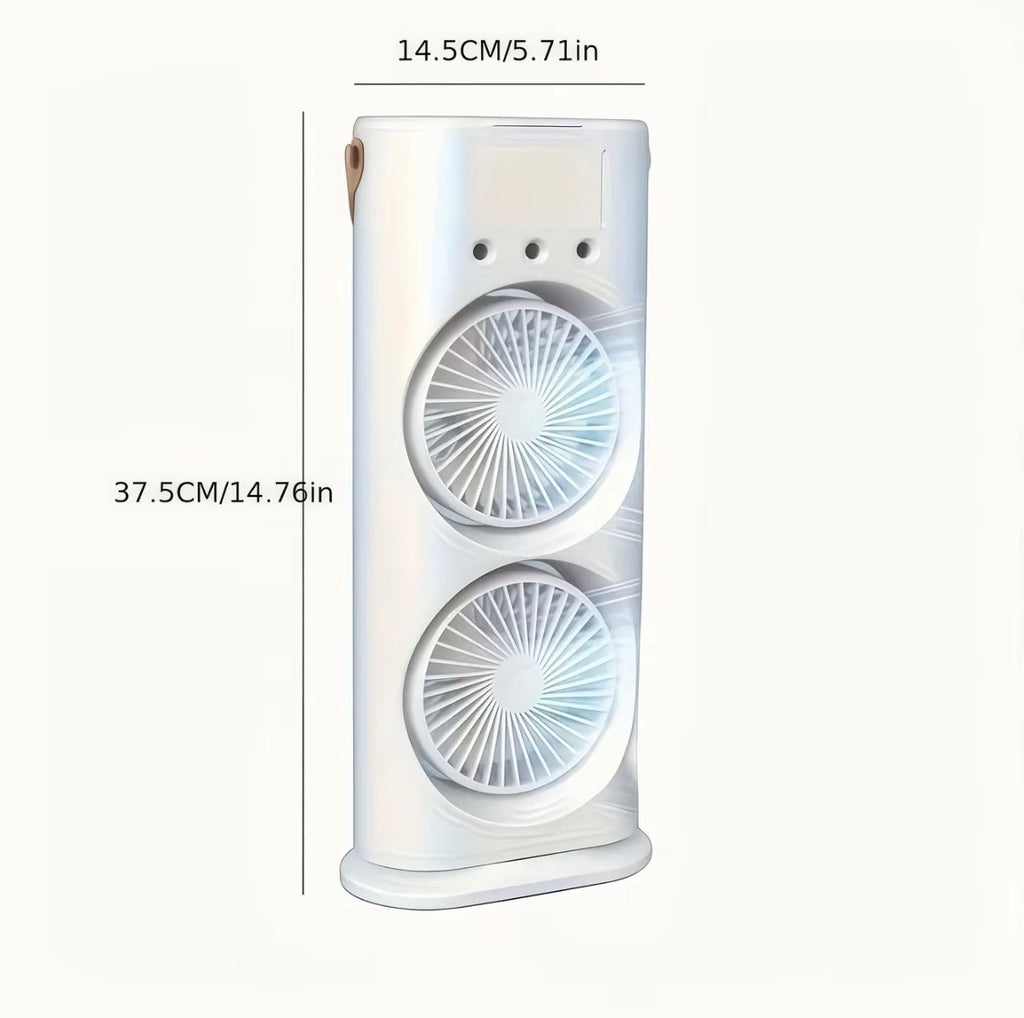 Mini Ventilatore Rinfrescante 3 in 1 USB – Umidificatore Portatile con Serbatoio 120ml e Luce LED